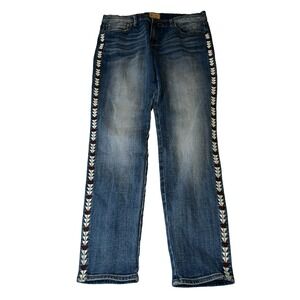Driftwood Marilyn Jeans 29x29 Embroider Geometric Arrow Straight Boho Hippie